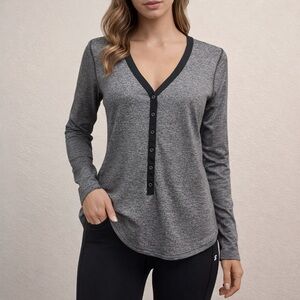 lululemon athletica Charcoal Long Sleeve V-Neck Top